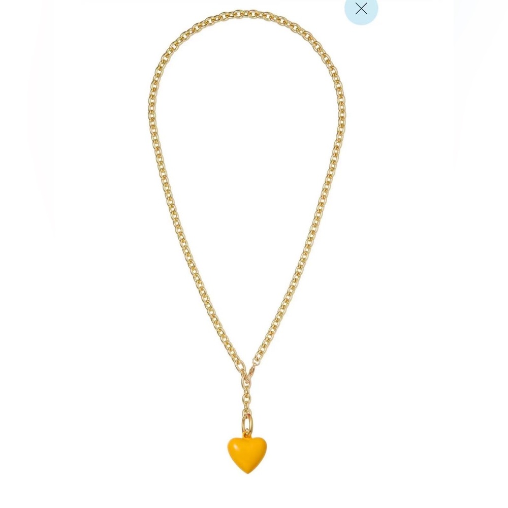 Roxanne Assoulin The Mini Puffy Heart Necklace Gold chain   dark yellow pendant